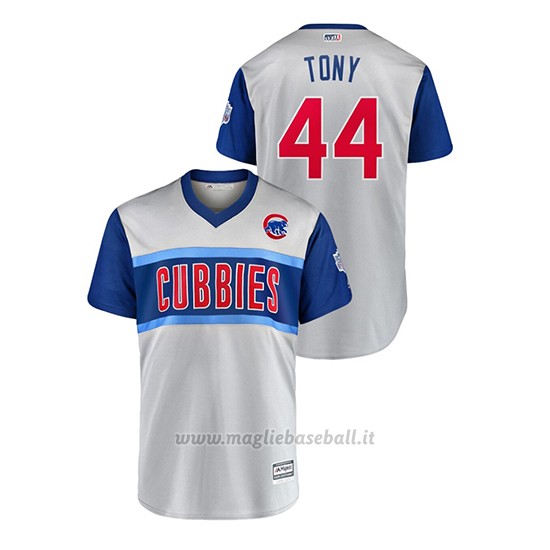 Maglia Baseball Uomo Chicago Cubs 44 Anthony Rizzo 2019 Little League Classic Tony Replica Grigio